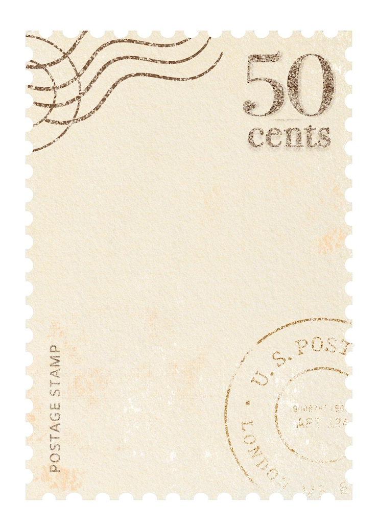 Foto adhesivo de sello postal retro png de fondo transparente