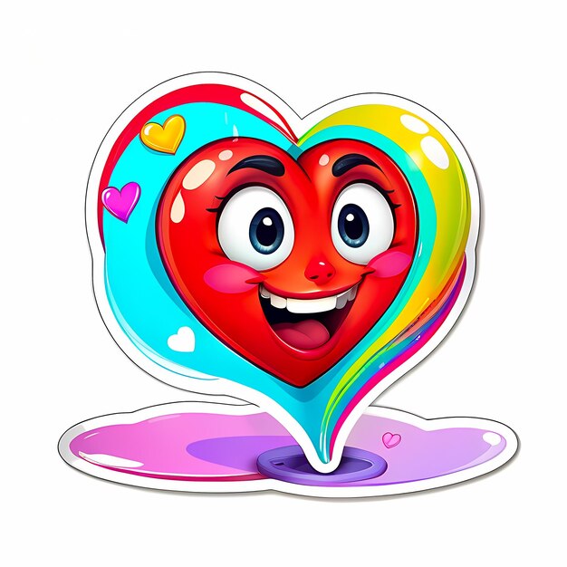 Foto adhesivos en forma de corazón corazones 3d con diferentes diseños adhesivos de estilo de dibujos animados de forma de corazón