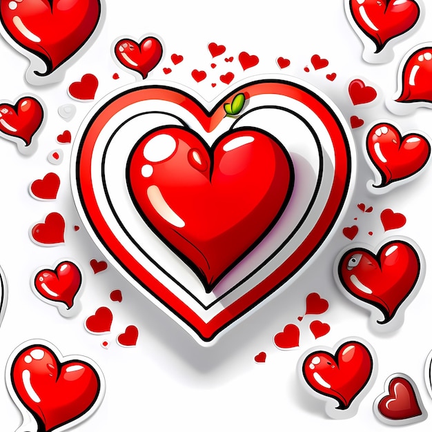 Adhesivos en forma de corazón Corazones 3D con diferentes diseños Adhesivos de estilo de dibujos animados de forma de corazón