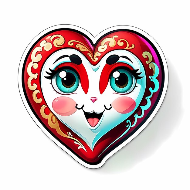 Adhesivos en forma de corazón Corazones 3D con diferentes diseños Adhesivos de estilo de dibujos animados de forma de corazón