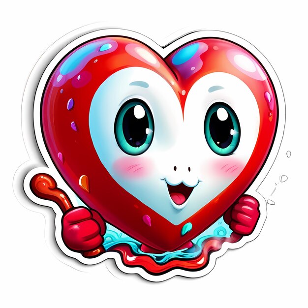 Adhesivos en forma de corazón Corazones 3D con diferentes diseños Adhesivos de estilo de dibujos animados de forma de corazón