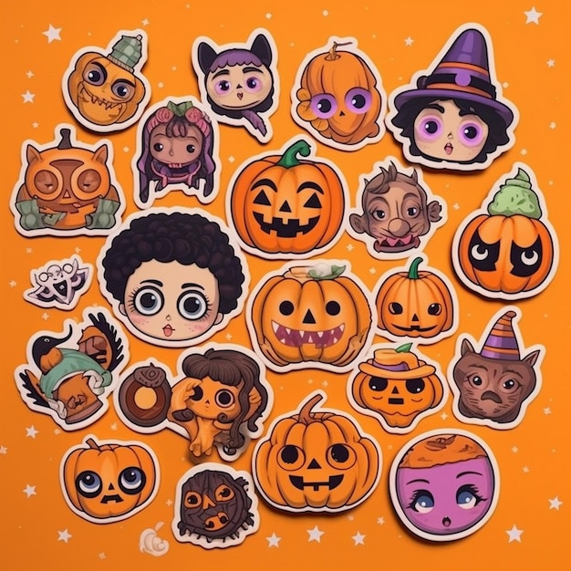 Foto adhesivos con iconos de halloween