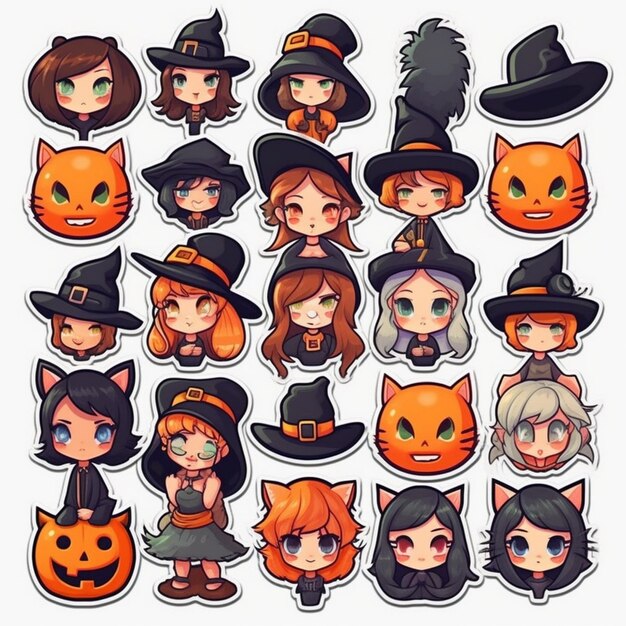 Foto adhesivos con iconos de halloween