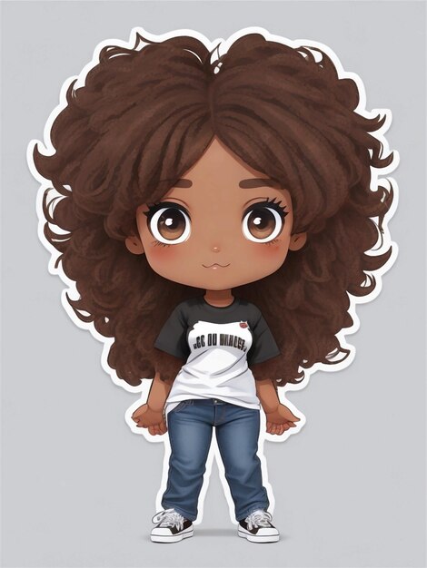 Adhesivos de mujeres negras chibi