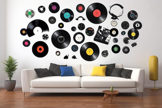 Adhesivos de pared de discos de vinilo retro