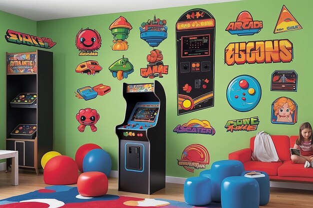 Foto adhesivos de pared para salas de juegos de arcade retro