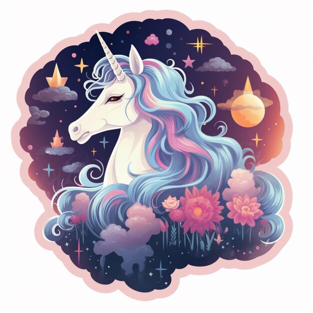 Adhesivos de unicornio soñadores y místicos