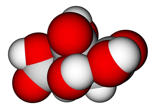 Foto aditivo alimentario de ácido cítrico ed modelo molecular