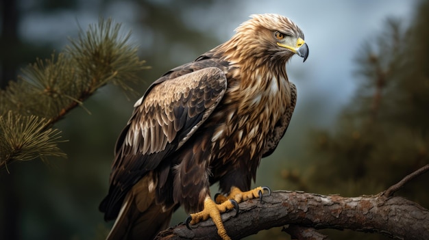 Adler auf einem KI-generierten Zweig Bild