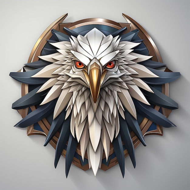 Adler-Emblem-Illustration auf weißem Hintergrund mit silbernem Kreislogo