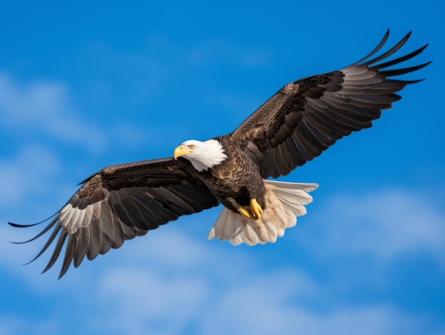 Adler fliegt gegen den blauen Himmel