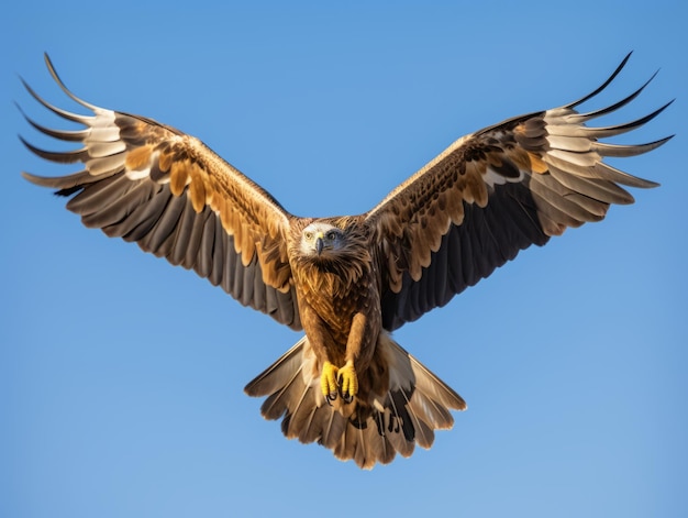 Adler fliegt gegen den blauen Himmel