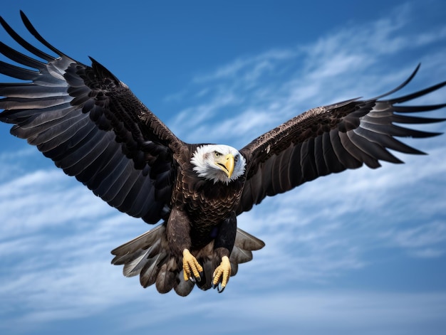 Adler fliegt gegen den blauen Himmel