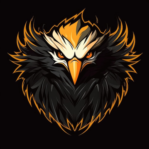 Adler-Maskottchen in schwarzer und goldener Farbe, KI-generiertes Bild