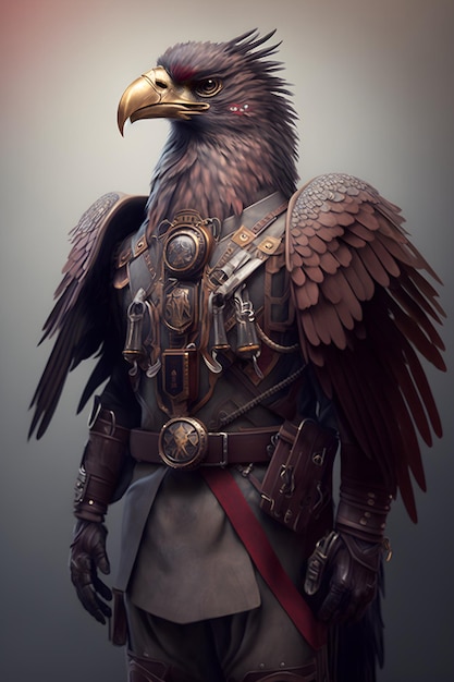 Adler mit Militärhelm