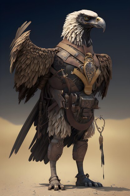 Adler mit Militärhelm