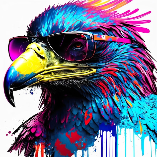 Adler mit Sonnenbrille mit Tintenspritzer Generative KI