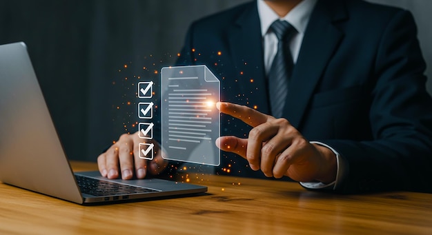 Administración de documentos digitales y lista de comprobación en la interfaz virtual
