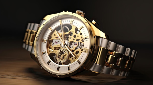 Admire la sofisticación de un elegante reloj de pulsera diseñado para complementar su conjunto con encanto atemporal y precisión impecable accesorio de pulsera de reloj de moda generado por IA