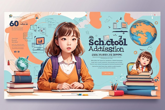 Admissão à educação escolar postagem nas mídias sociais e modelo de banner na web
