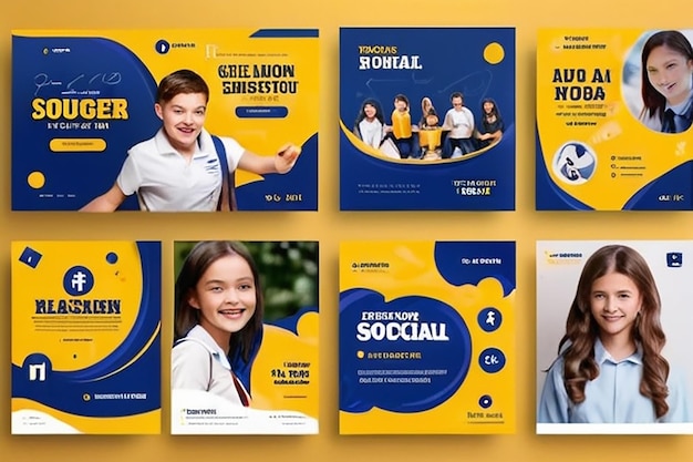 Admissão na escola mídias sociais facebook instagram post banner modelo com eps editáveis