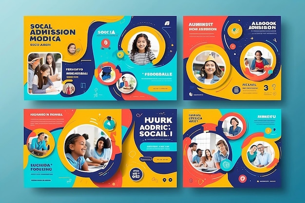 Admissão na escola mídias sociais facebook instagram post banner modelo com eps editáveis