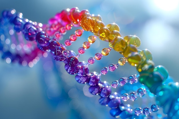 ADN arco iris sobre un fondo azul Adecuado para introducir el concepto de diversidad de género