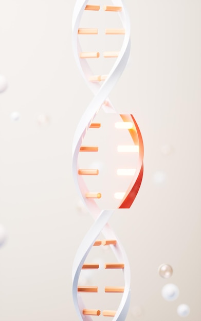 ADN y mutación con concepto biológico renderización en 3D