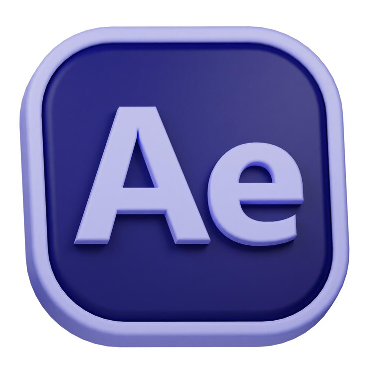 Foto adobe después del efecto icono 3d aislado en el fondo blanco
