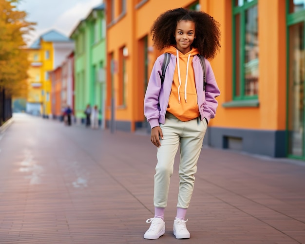 Adolescente a caminho da escola