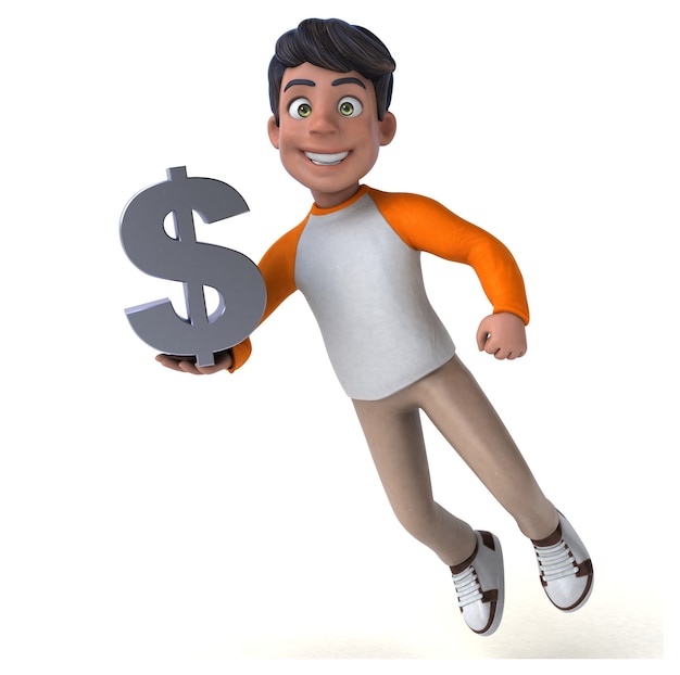 Adolescente asiático divertido em 3D