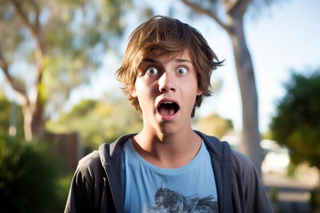 un adolescente australiano con el cabello liso