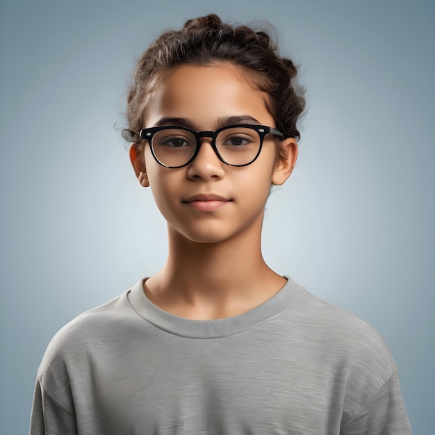 Foto adolescente brasileño con lentes ópticas