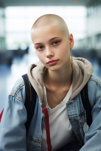 Foto adolescente com o cabelo cortado