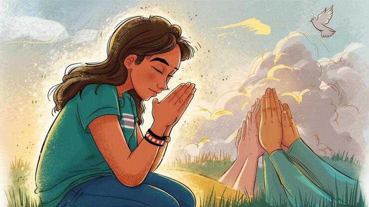 Foto adolescente com oração paz esperança sonhos conceito