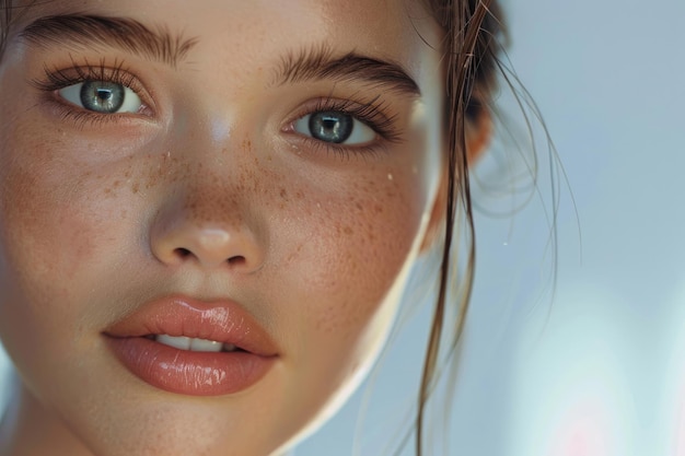 Adolescente com uma pele linda e fresca e um sorriso brilhante