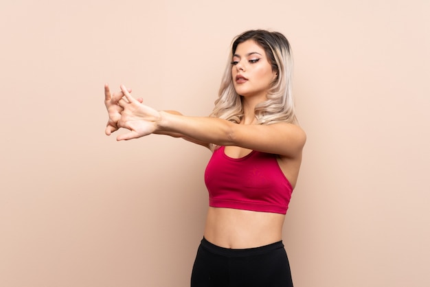 Foto adolescente deporte niña estiramiento