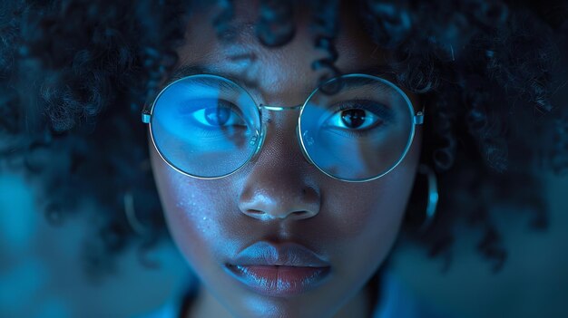 Adolescente negra com óculos generative ai