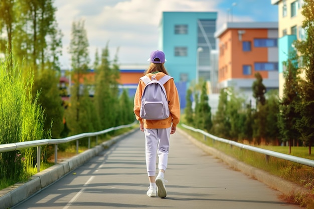 Adolescente que se dirige a la escuela