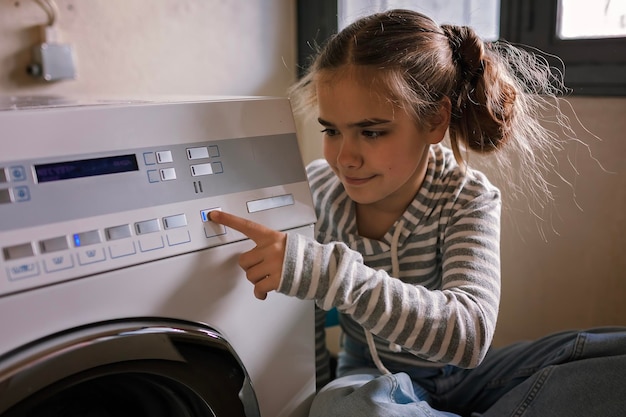 Foto adolescente usando ropa común para ahorrar recursos y dinero sostenibilidad y cuidado del medio ambiente