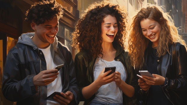 Adolescentes a rir-se olhando para o smartphone