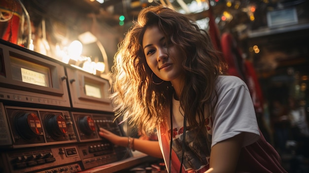 Adolescentes dos anos 90 dançam com boombox na cidade.