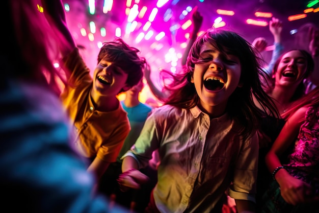 Adolescentes felices disfrutan de un baile de discoteca Generativo Ai