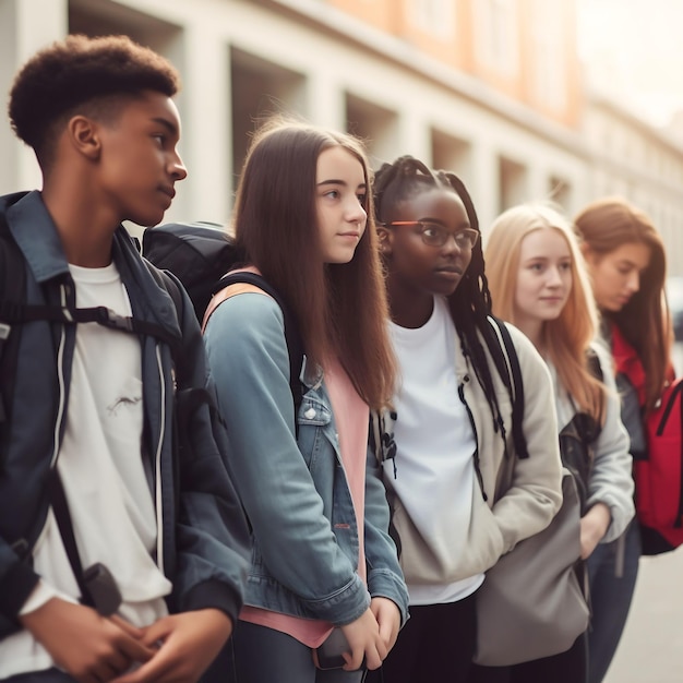 adolescentes na frente da escola