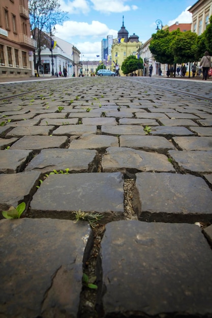 Adoquines, textura de pavimento de piedra en la ciudad