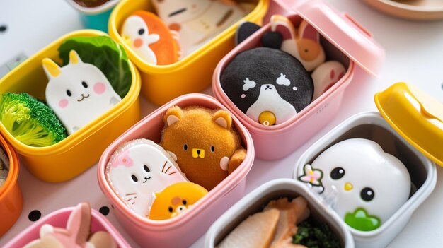 Adorable Animal Bento Box mit Reiskugeln Generative Ai