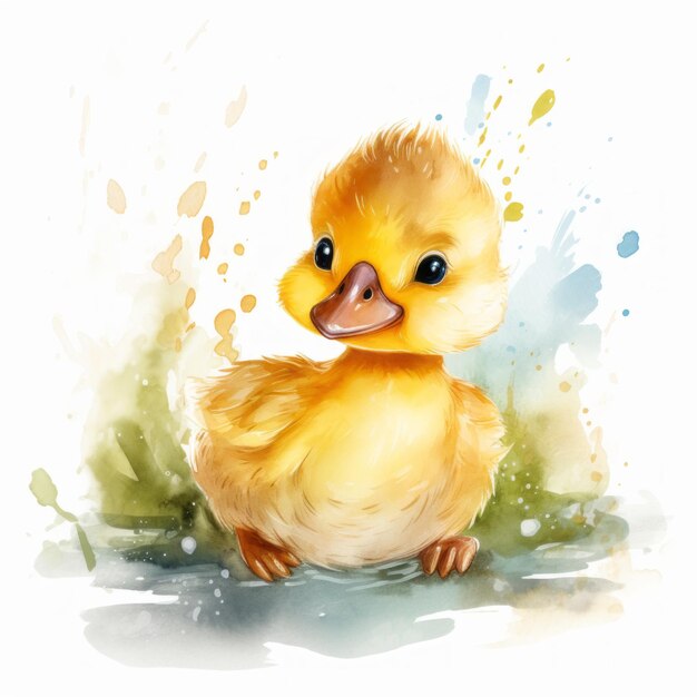 Foto adorable aquarell baby duck clipart perfekt für babyshower und kinderzimmerdekorationen