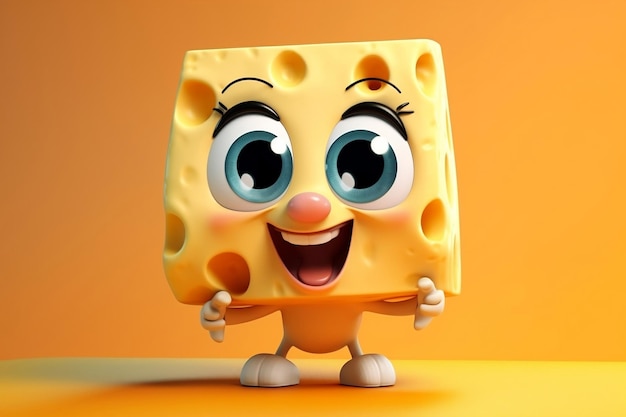 Adorable Baby Cheese Personaje de dibujos animados en 3D con gran personalidad IA generativa