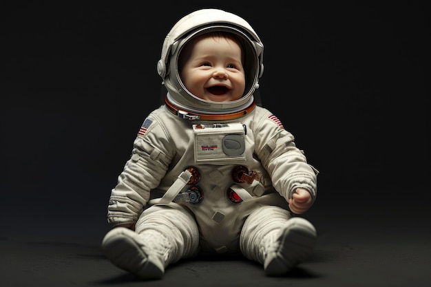 Foto un adorable bebé astronauta flotando en el espacio