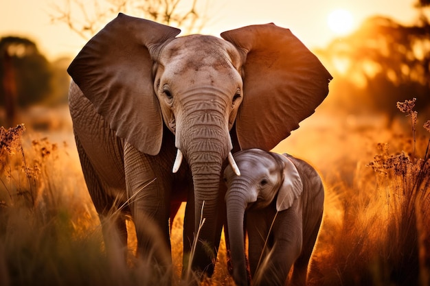 Un adorable bebé elefante está rodeado por su amorosa familia mostrando el fuerte vínculo que comparten.